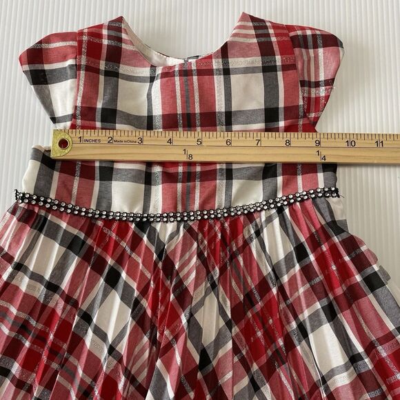 Youngland Baby Girl Holiday Red/White/Black/Silver Plaid Dress 24M - Picture 6 of 10